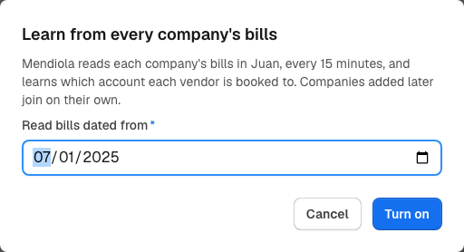 The learning confirmation asks for a starting date